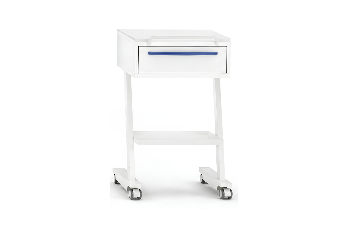 Komfort table on wheels with one drawer and one shelf